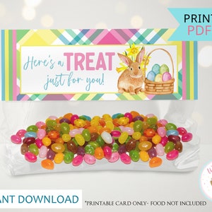 Printable Easter Treat Bag Toppers, Bunny Hoppy Easter Party Favor Bag Topper, DIY Candy Snacks Treats Easter Gift Tags - INSTANT DOWNLOAD