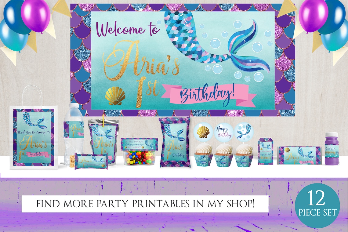 Mermaid Birthday Printable Custom Party Favors Mermaid Party - Etsy