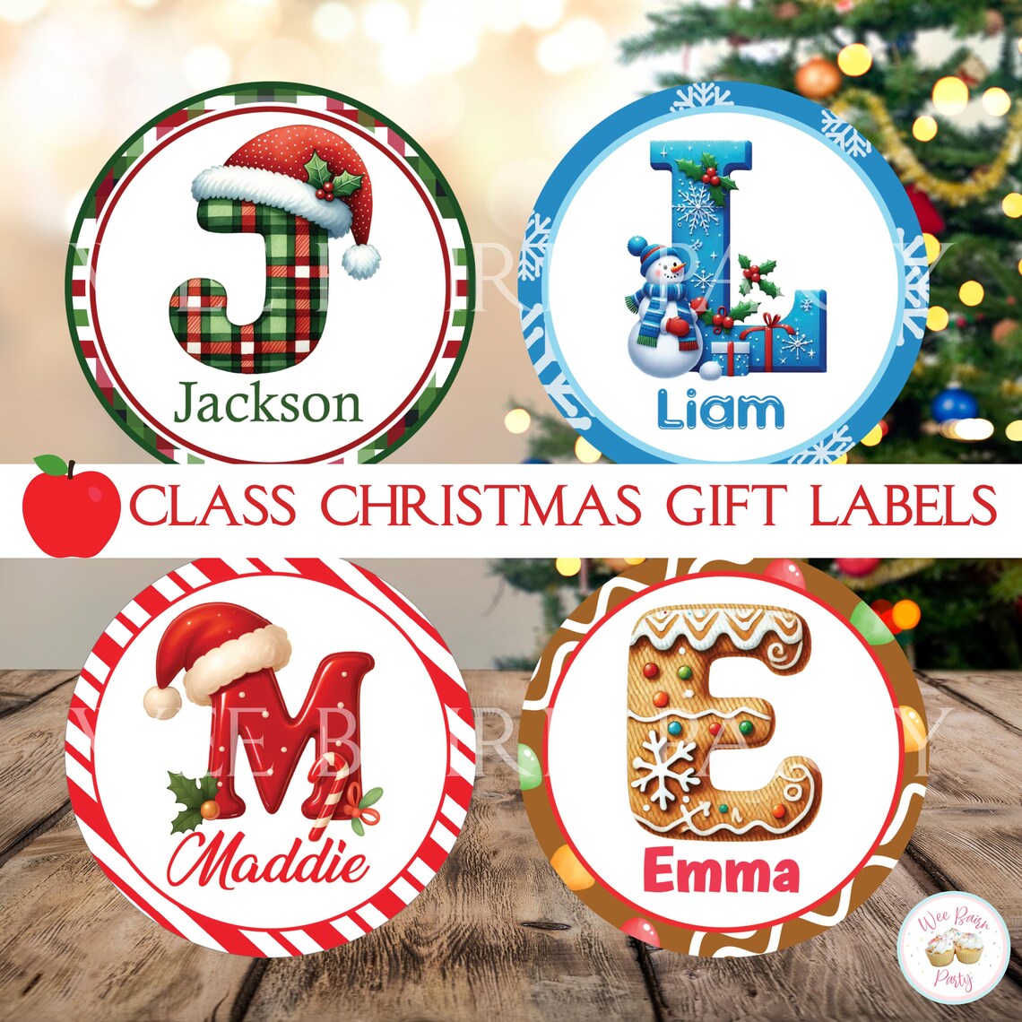 Printable Christmas Class Gift Tags for Kids, Student Personalized Name ...