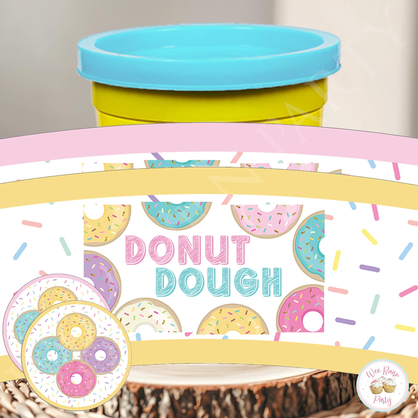 Play Dough Donut Party Favors Stickers, 1st 2nd Donut Birthday Party ...