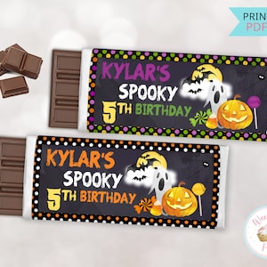 Étiquettes personnalisées pour barre de chocolat d&#39;anniversaire d&#39;Halloween, emballages de barre chocolatée pour fête d&#39;Halloween pour enfants, cadeaux et décorations d&#39;Halloween à imprimer - PDF