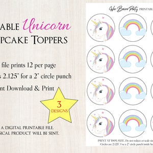 unicorn cupcake toppers printable unicorn party decorations etsy