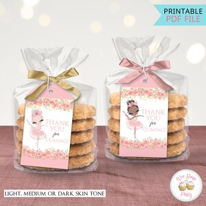 Ballerina Birthday Party Favor Tags, Ballerina Party Thank You Tags, Ballet Birthday Favors Printable Gift Hang Tags- INSTANT DOWNLOAD