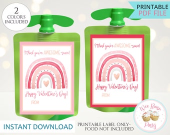 Applesauce Kids Classroom Valentines Pouch Labels, Printable Applesauce Valentine Treats Party Favors, Valentines Day Decorations For Class