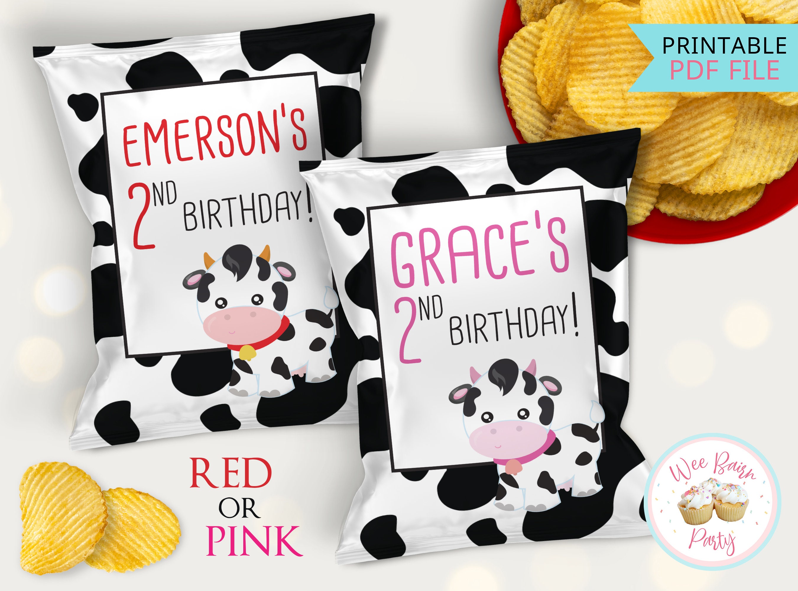 Personalized Cow Print Party Favor Stickers – Chickabug