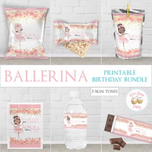 Ballerina Party Birthday Favors Ballerina Birthday Party Dance Ballet Party Favors Girl Black Ballerina Birthday Party Decor Printable PDF