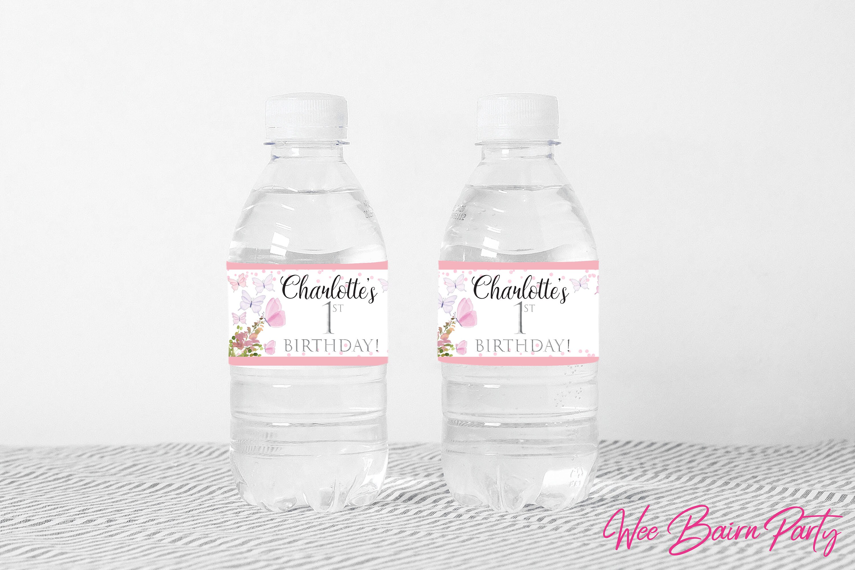 Butterfly Water Bottle Labels Butterflies Birthday Party Etsy