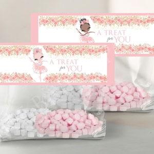 Ballerina Girl Birthday Treat Bag Topper, Ballet Dancer Favor Bag Topper, Printable Dance Party Favors Cookie or Treat Bag Tags - PDF