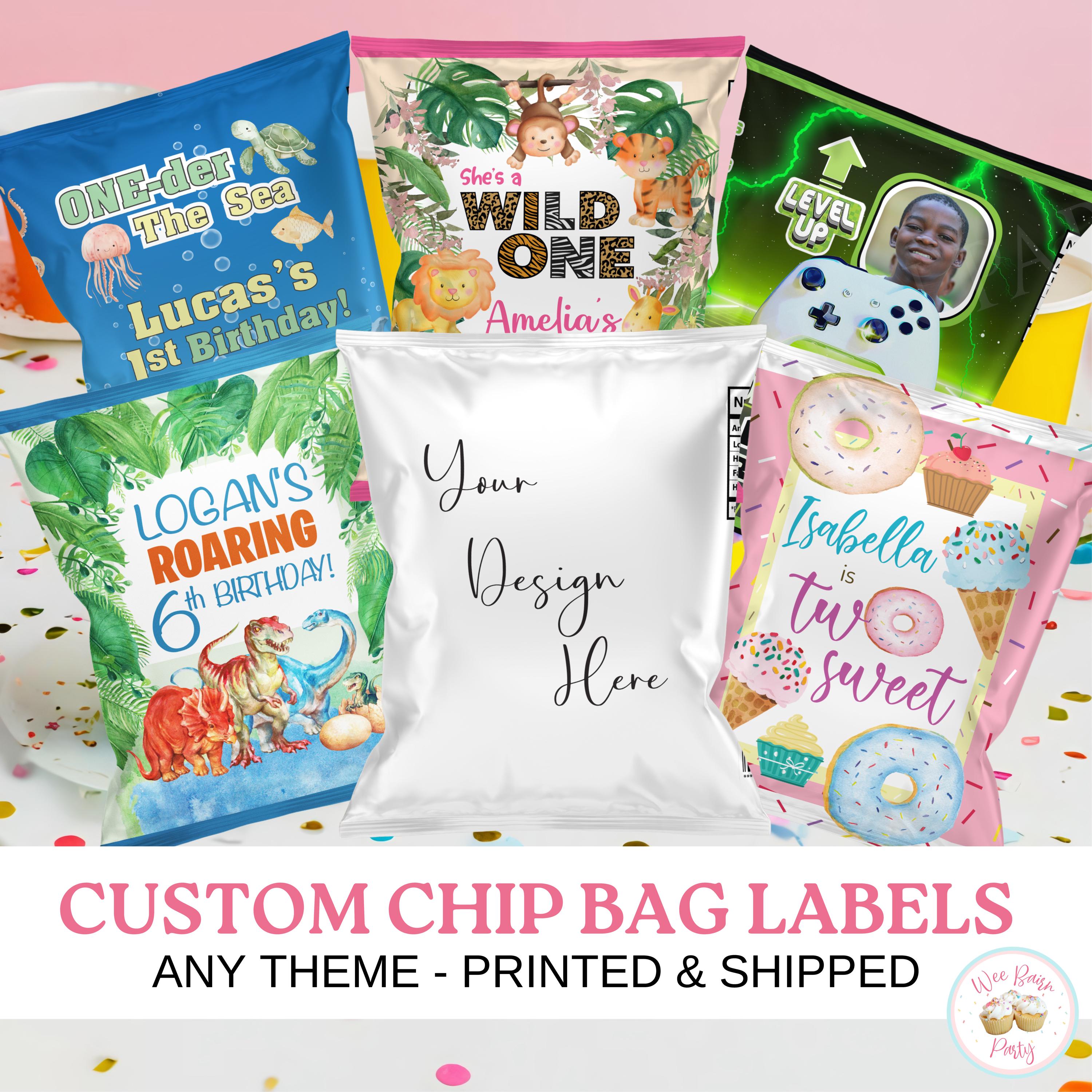 Custom Chip Bag Labels – Personalized Party Favor Labels, Kids Birthday ...