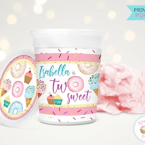 Two Sweet Birthday Cotton Candy Labels Girl 2nd Birthday Candy Favors Goody Bags 2nd Birthday Decor 2 Year Old Birthday Party Favor Bags