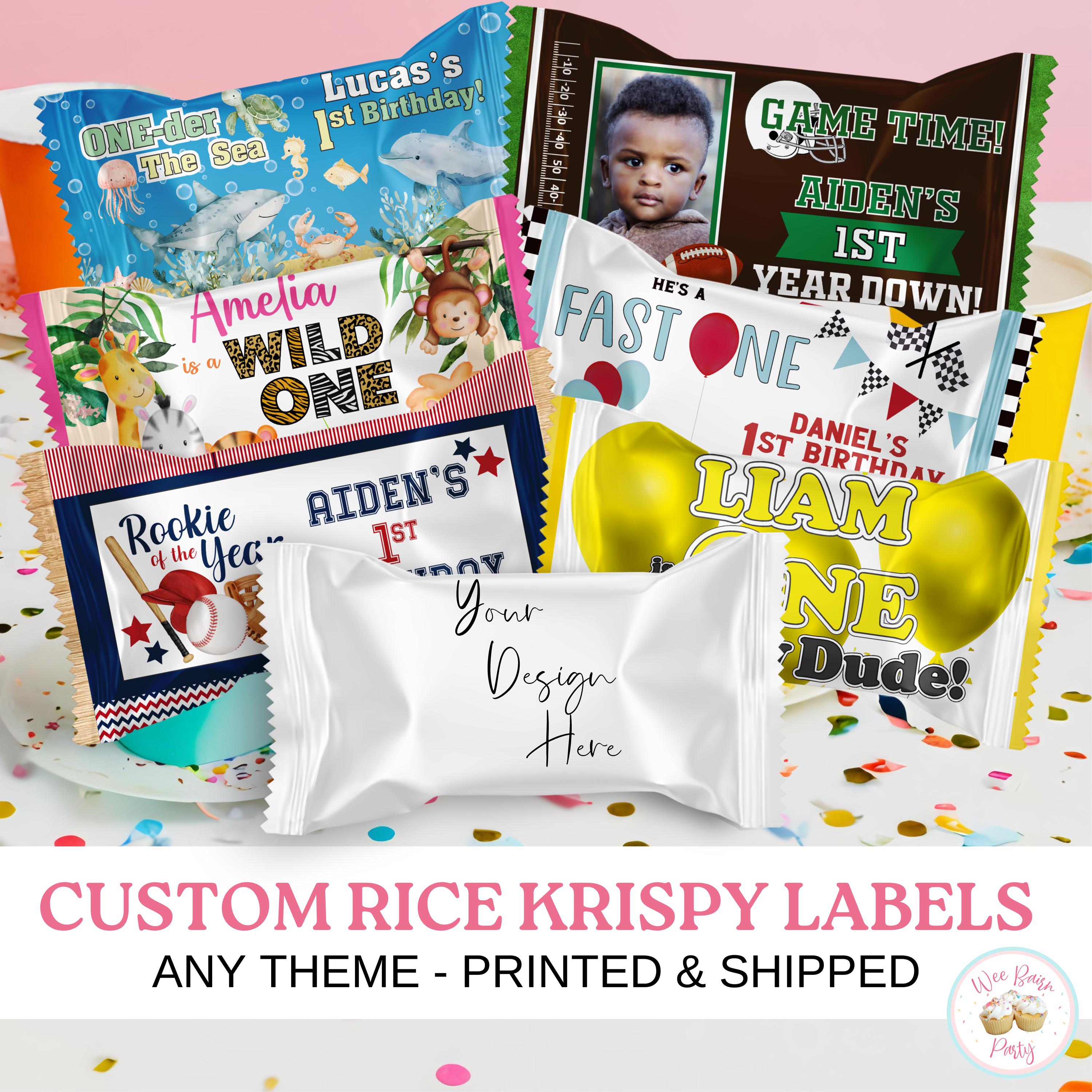 Custom Rice Krispie Treats Labels – Personalized Party Favor Labels ...
