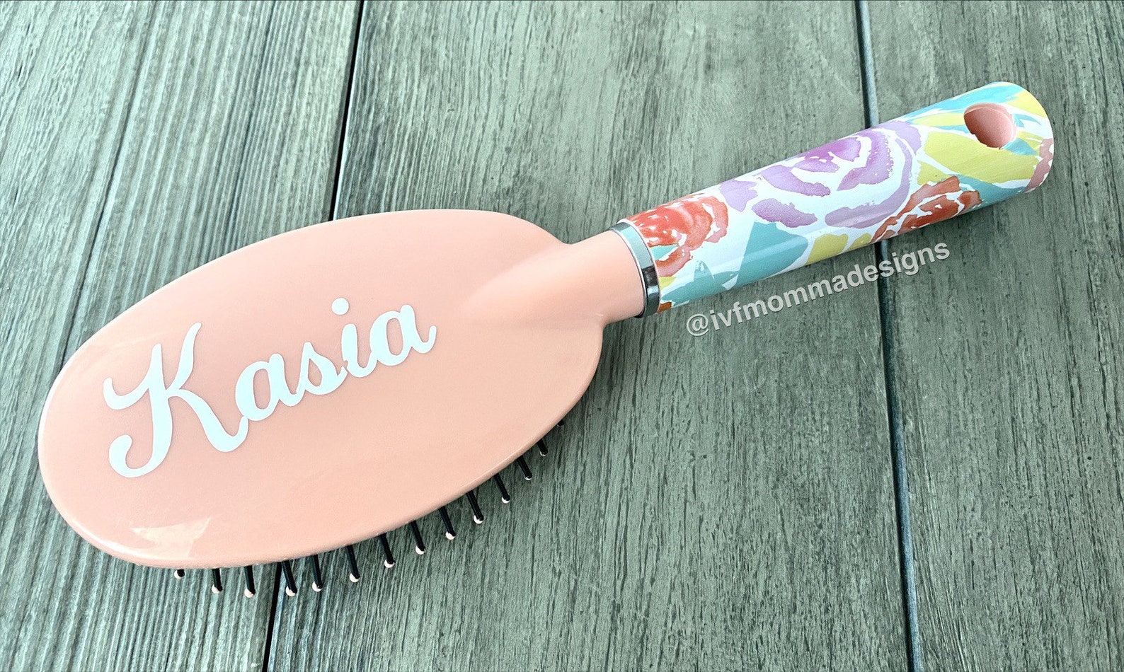 Personalized Floral Hair Brush Etsy