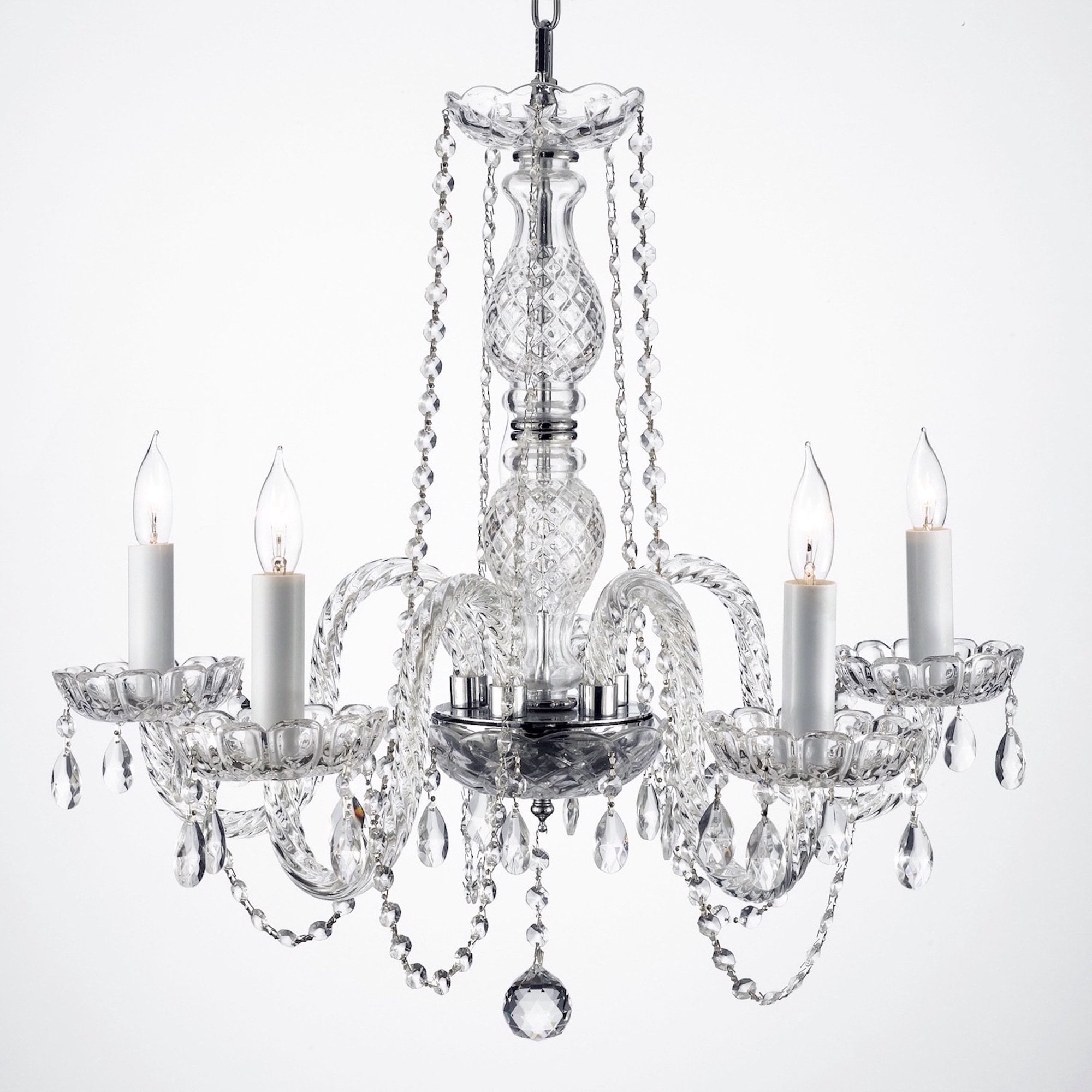 5 Light Venetian Style Crystal Plug In Chandelier 5 Light Venetian Style Crystal Plug In, Black Crystal Plug In Chandelier