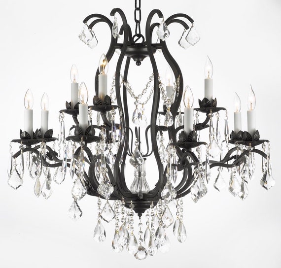 Empress 12 Light Iron Crystal Chandelier Light Iron Crystal Chandelier, Wrought Iron Empress Crystal Chandeliers