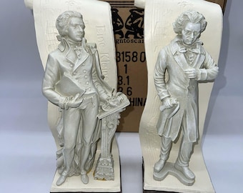 Sujetalibros VTG Design Toscano Beethoven/Mozart hechos a mano 11X4X3 Sólidos/Pesados-NOS