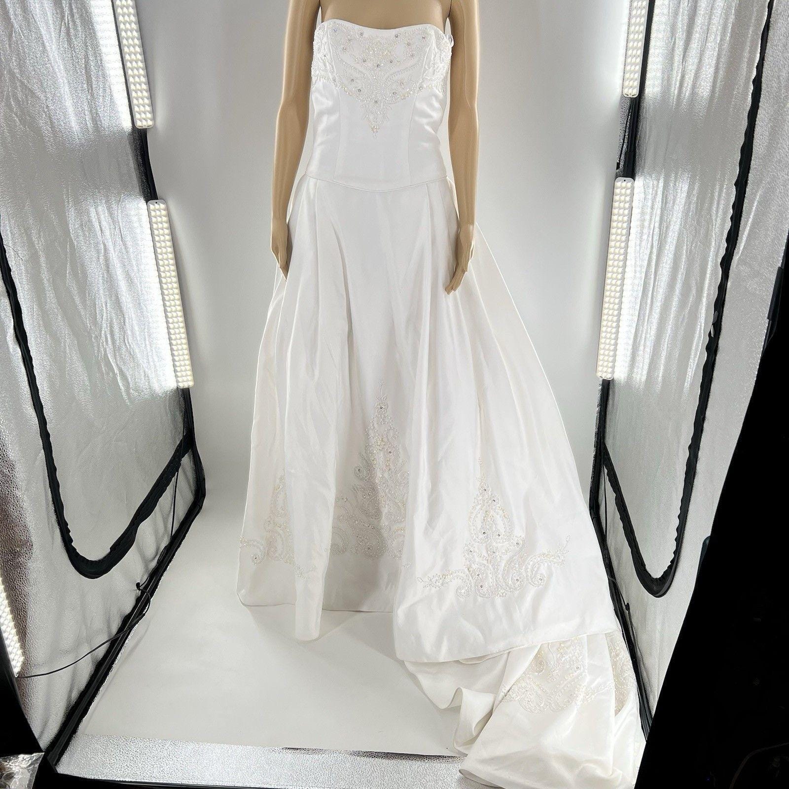 90s wedding dress for sale Tulle A-line Deep V-neck Backless Spaghetti Straps Wedding Dresses, MW678 main image 0