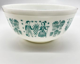Vintage Pyrex Amish Butterprint Butter Print Turquoise Mixing Bowl 403 2.5qt