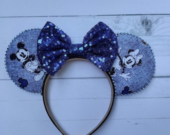 Mickey and Minnie Blue Jean Mouse Ears/Mickey Ears/Minnie Ears