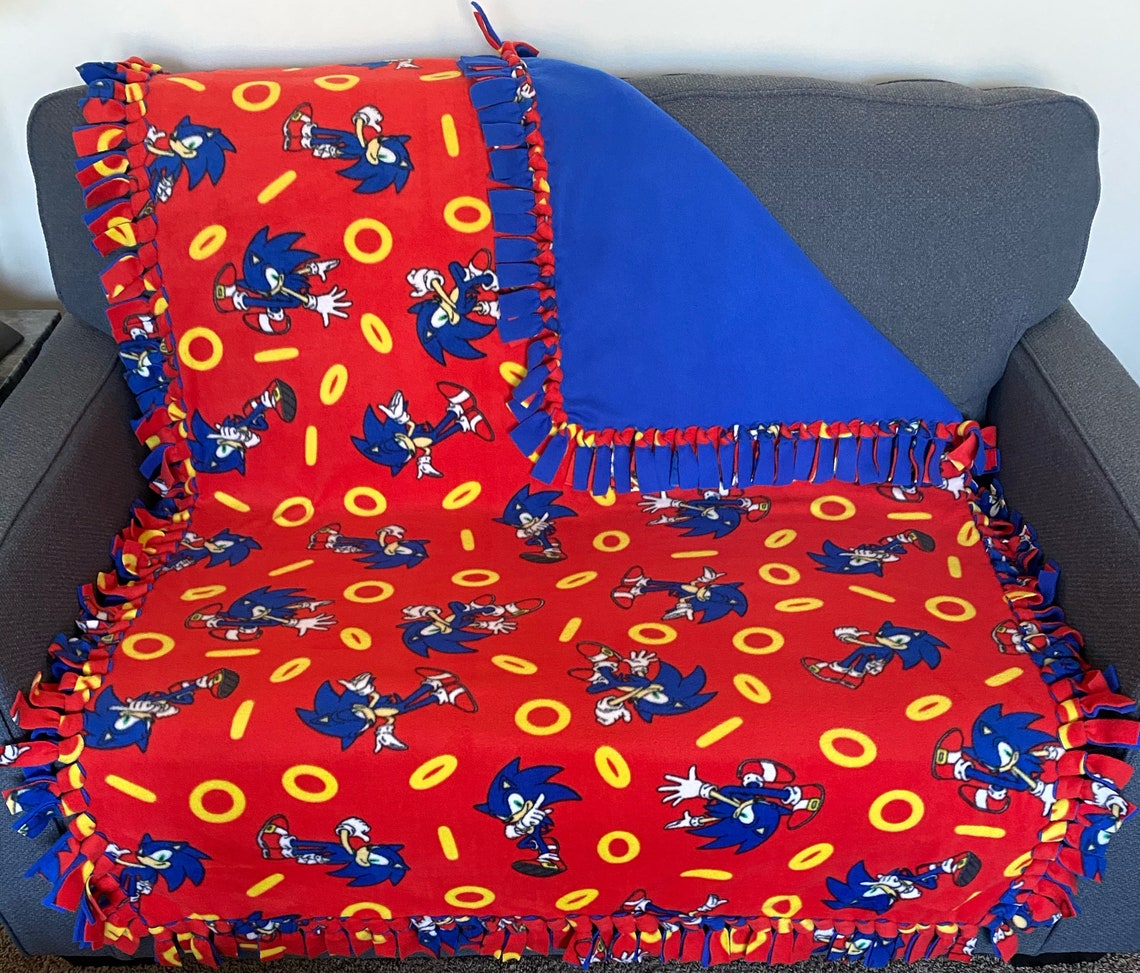 Sonic The Hedgehog Fleece Tie Blanket Reversible Blanket Etsy