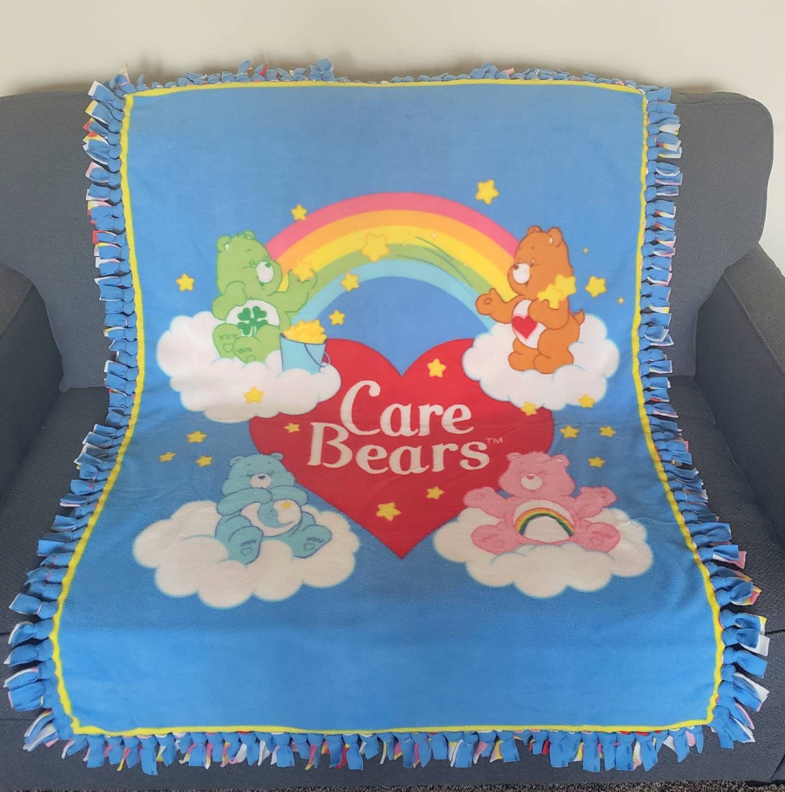 Care Bears Fleece Tie Blanket Reversible Blanket Knotted Etsy