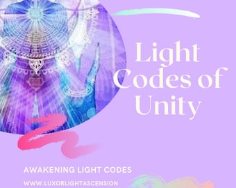 Könnte beinhalten: Lila und blaues abstraktes Bild mit einem weißen Kreis in der Mitte. Der Text "NEW FREQUENCIES" befindet sich in der oberen rechten Ecke. Der Text "Light Codes of Unity" befindet sich in der Mitte des Bildes. Der Text "AWAKENING LIGHT CODES" befindet sich in der unteren linken Ecke. Der Text "WWW.LUXORLIGHTASCENSION" befindet sich in der unteren linken Ecke.