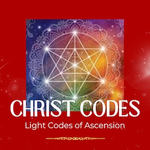 Può includere: Un'immagine colorata con una stella bianca all'interno di un cerchio con un design a mandala. Il testo "CHRIST CODES" è sotto l'immagine, e il testo "Light Codes of Ascension" è sotto quello.