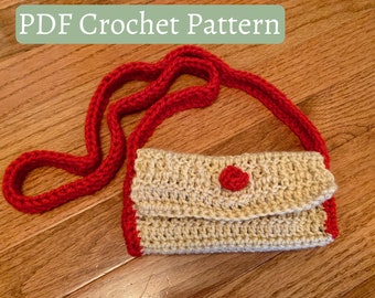 Crochet Bag Pattern, Perfect Pouch Crochet Crossbody Bag, Bags for Women, Little Girl Purse, Beginner, Digital PDF Crochet Pattern Only