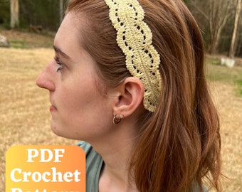 Crochet Thread Headband Pattern, Scalloped Crochet Headband, Sunny Days Scalloped Headband, Crochet Headband, Digital PDF Crochet Pattern