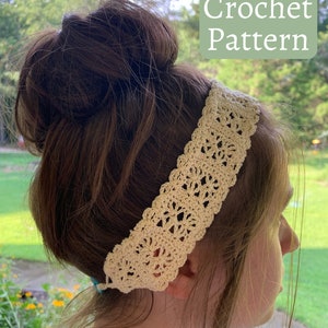 Crochet Thread Headband Pattern, Boho Crochet Headband, Crochet Summer Headband, Summer Solstice Headband, Digital PDF Crochet Pattern Only