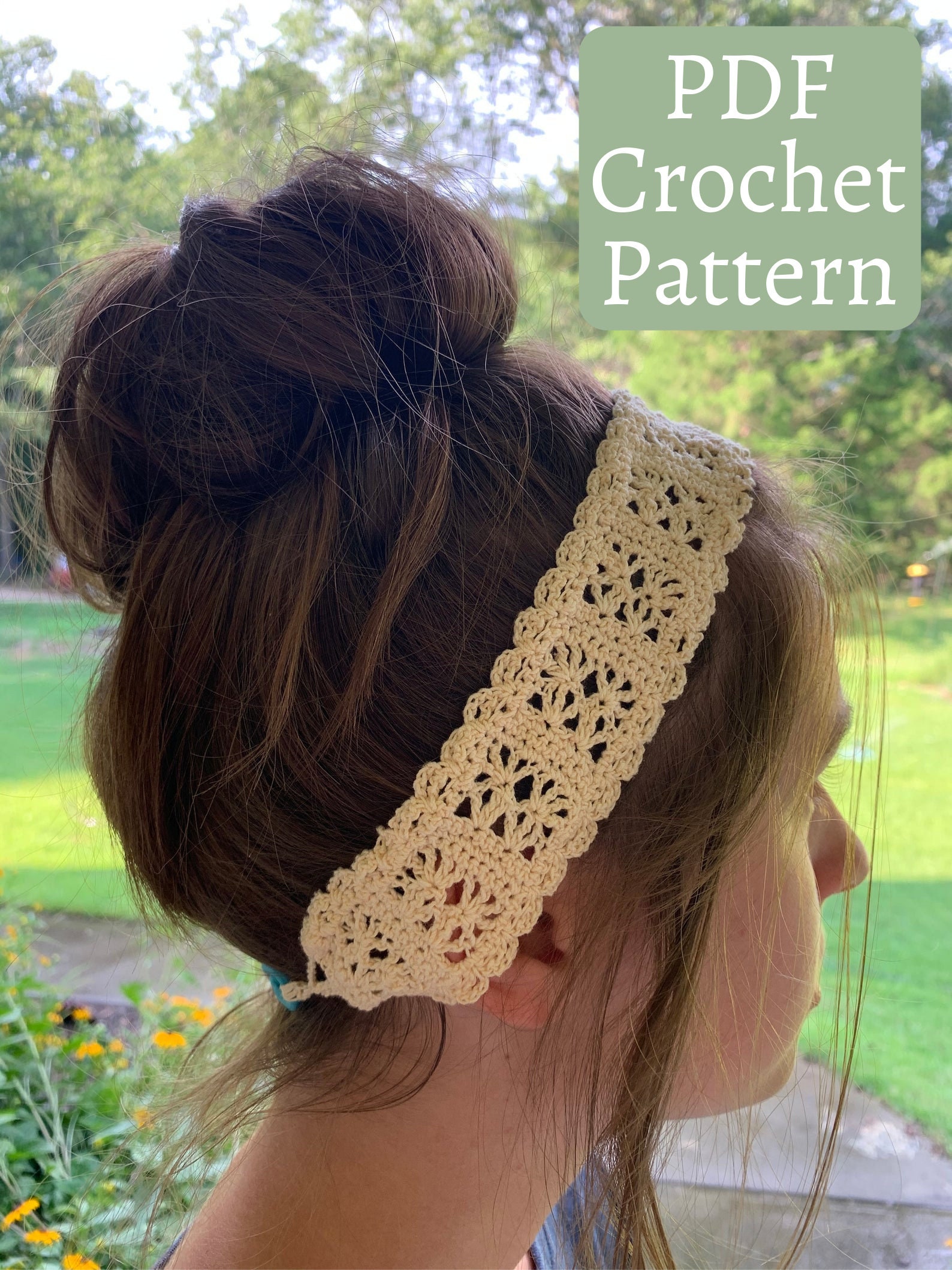 Crochet Thread Headband Pattern, Boho Crochet Headband, Crochet Summer Headband, Summer Solstice Headband, Digital PDF Crochet Pattern Only