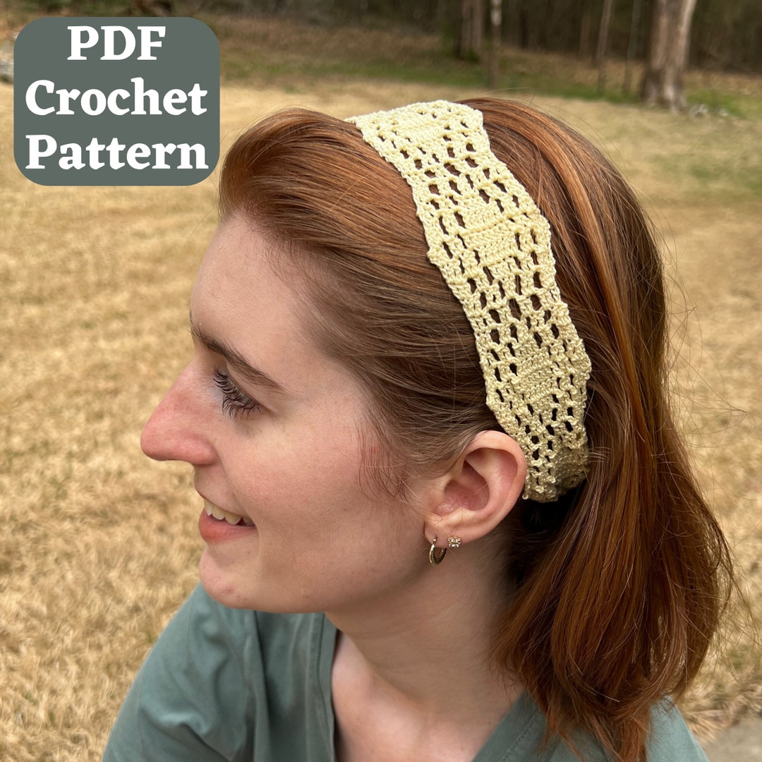 Crochet Thread Headband Pattern, Crochet Summer Headband, Geometric