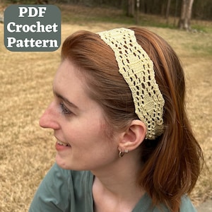 Crochet Thread Headband Pattern, Crochet Summer Headband, Geometric Diamonds Headband, Crochet Headband, Digital PDF Crochet Pattern Only