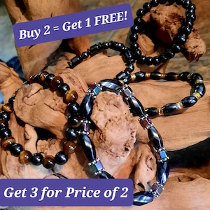 Magnetic Hematite Bracelets Powerful Pain Relief, Arthritis Therapy, Boho Style Healling Energy Jewelry, Calming, Healing Grounding Crystals