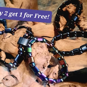 Magnetic Hematite Bracelets Powerful Pain Relief, Arthritis Therapy - Boho Style Healing Energy Jewelry, Calming, Grounding Crystals