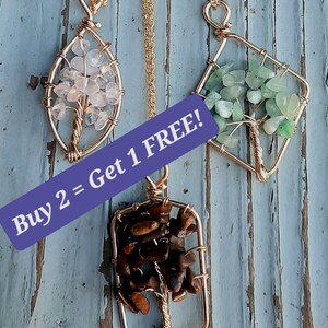 Tree of Life Pendant, Chakra Crystal Pendant - Tree of Life Chakra Necklace, Wire Wrapped Jewelry, Healing Energy Crystal Necklace