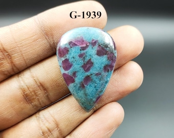 Natural Ruby in Kyanite Cabochon: Pear Shape Gemstone, 50 Cts