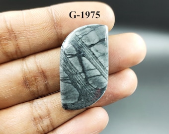 Natural Picasso Jasper Cabochon: Fancy Shape Gemstone (34X20X5 mm)