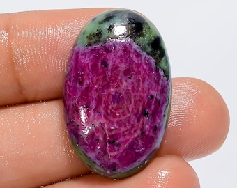 Oval Ruby Zoisite Cabochon, 33 ct Natural Loose Gemstone Jewelry (26X16X5 mm) G-3164