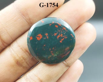 Natural Bloodstone Cabochon: Round Loose Gemstone (25X25X5 mm) for Jewelry Making