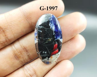 Ovaler Blauer Sodalith Cabochon, Handgeschliffener Edelstein (33X17X6 mm, 40 Cts)