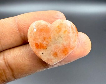 Natural Red Sunstone Gemstone Cabochon Heart Shape Sunstone Loose Gemstone For Making Jewelry Supplies & Gifts 36 Ct. 22X25X8 mm G-2723