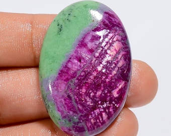 Natural Ruby Zoisite Cabochon: Oval Gemstone (37X24X5 mm, 67.5 Ct) For Making Jewelry G-3144