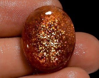 Natural Sunstone Cabochon: Oval Gemstone for Jewelry Making (20X15X4 mm, 16.5 Ct) G-3266