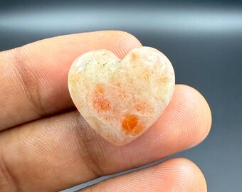 Natural Red Sunstone Gemstone Cabochon Heart Shape Sunstone Loose Gemstone For Making Jewelry Supplies & Gifts 24.5 Ct. 19X20X8 mm G-2719