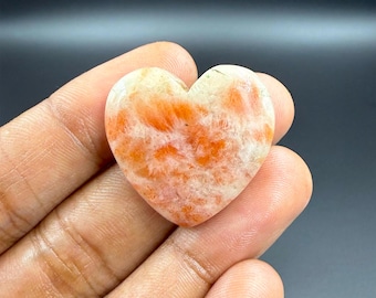 Natural Red Sunstone Gemstone Cabochon Heart Shape Sunstone Loose Gemstone For Making Jewelry Supplies & Gifts 44.5 Ct. 27X28X7 mm G-2729