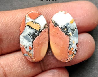Par de cabujones de jaspe maliganio natural a juego, calidad AAA, 21 x 12 x 4 mm