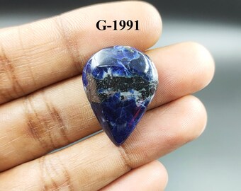 Pear Sodalite Cabochon, Blue Gemstone for Jewelry Making (27x20x6mm)