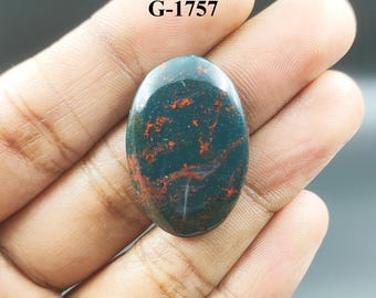 Natural Bloodstone Cabochon: Oval Loose Gemstone (30X20X6 mm) for Jewelry Making