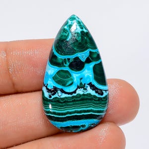 Fantastische Hoogwaardige Kwaliteit 100% Natuurlijk Malachiet Chrysocolla Peervorm Cabochon Losse Edelsteen Voor Het Maken Van Sieraden 28.5 Ct 32X17X4mm G3118