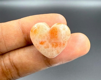 Natural Red Sunstone Gemstone Cabochon Heart Shape Sunstone Loose Gemstone For Making Jewelry Supplies & Gifts 28 Ct. 19X21X9 mm G-2720